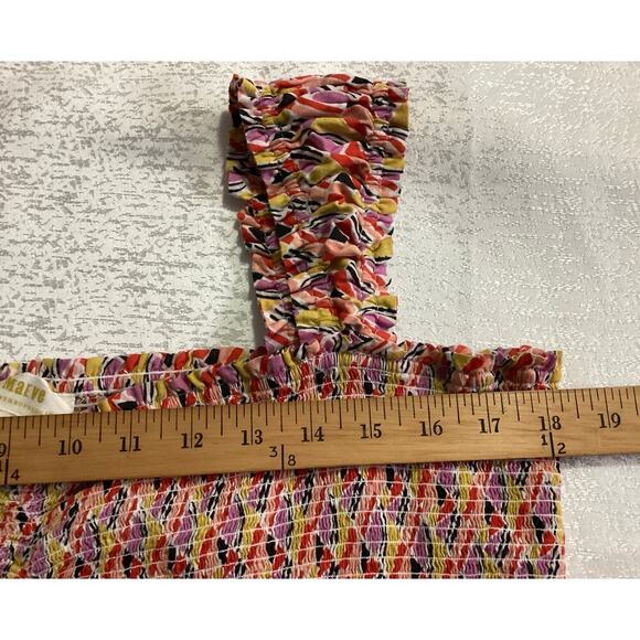 Maeve by Anthropologie smocked bodice tank top multi-colored print sz XL - Picture 5 of 6